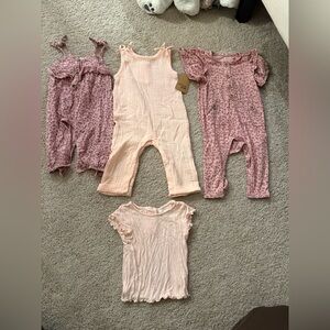 Jessica Simpson Set of Pink and Cream Baby Rompers and Top 6-9 mon